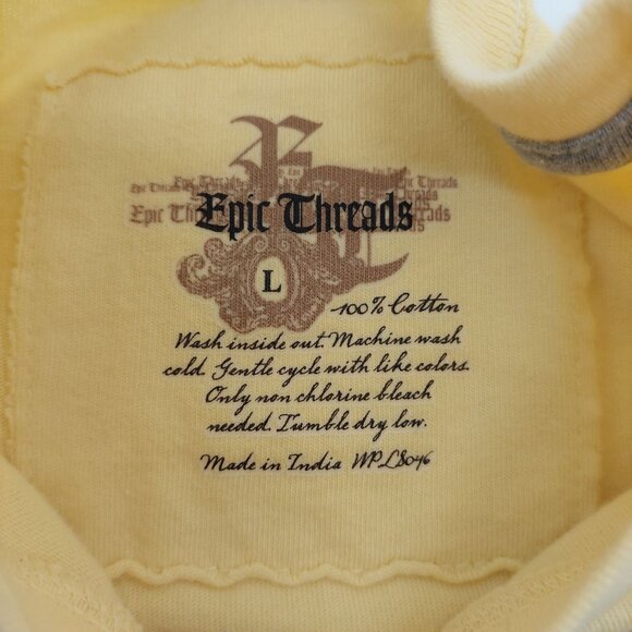 Epic Threads "Never Fake The Music U Make" Yellow Graphic Tee Size L 100% Cotton - Picture 6 of 8